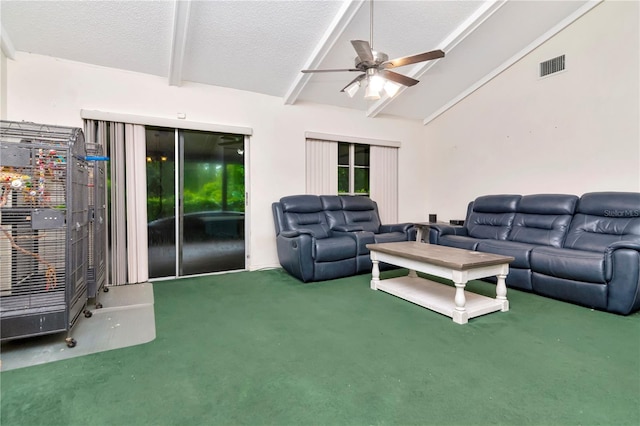 3129 W Paris St, Tampa, FL 33614 - carpeted living room featuring a ceiling fan and a textured ceiling