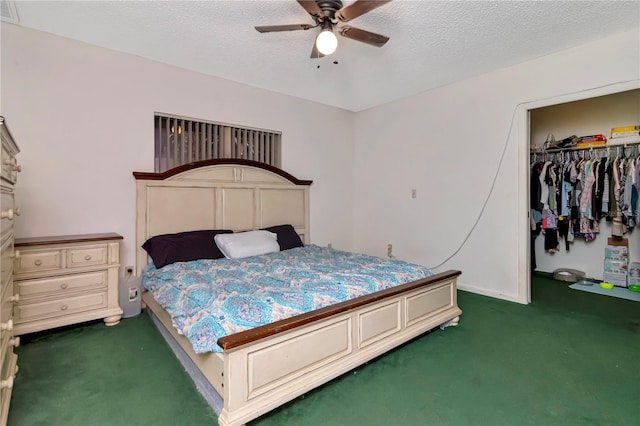 3129 W Paris St, Tampa, FL 33614 - bedroom with carpet floors, a closet, a textured ceiling, and a ceiling fan