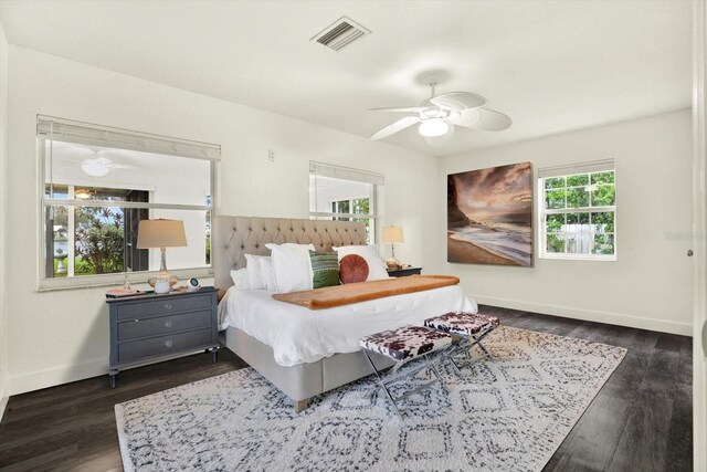 102 W N Branch Rd, Ruskin, FL 33570 - bedroom with wood finished floors and ceiling fan