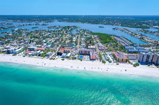 123 11th Ave, Indian Rocks Beach, FL 33785 - drone / aerial view of waterfront with a beach