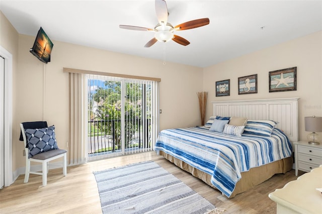 300 Capri Blvd Unit 3, Treasure Island, FL 33706 - bedroom featuring access to outside, light wood finished floors, and ceiling fan