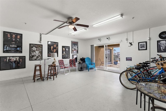 300 Capri Blvd Unit 3, Treasure Island, FL 33706 - interior space featuring speckled floor, a ceiling fan, and a textured ceiling