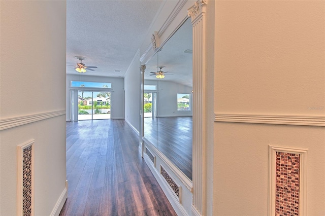 10505 Goldwater Ln, Riverview, FL 33578 - hallway with a textured ceiling and wood finished floors