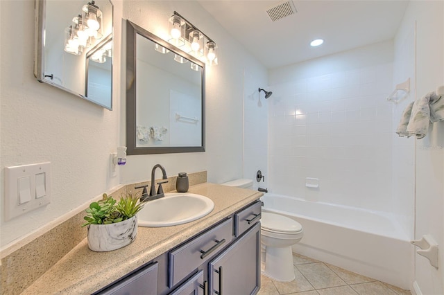 10505 Goldwater Ln, Riverview, FL 33578 - full bathroom featuring vanity, tile patterned flooring, shower / bath combination, and recessed lighting