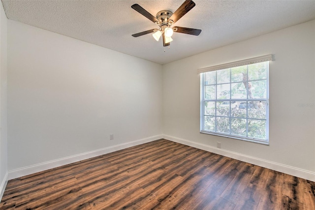 10505 Goldwater Ln, Riverview, FL 33578 - empty room with dark wood finished floors, a ceiling fan, and a textured ceiling