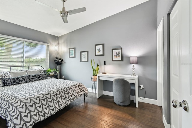 549 Walden Ct, Dunedin, FL 34698 - bedroom with dark wood-style floors and a ceiling fan