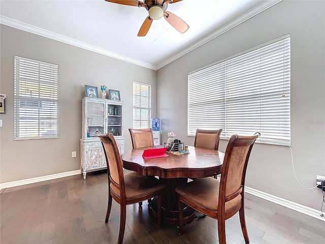 3108 Tom Matthews Rd, Lakeland, FL 33810 - dining area with ornamental molding, wood finished floors, and ceiling fan