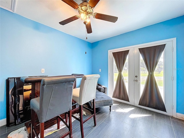 3108 Tom Matthews Rd, Lakeland, FL 33810 - dining space with ceiling fan and french doors