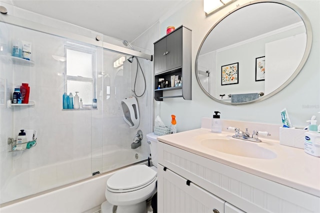 908 Toddsmill Trce, Tarpon Springs, FL 34689 - full bathroom with enclosed tub / shower combo, vanity, and ornamental molding