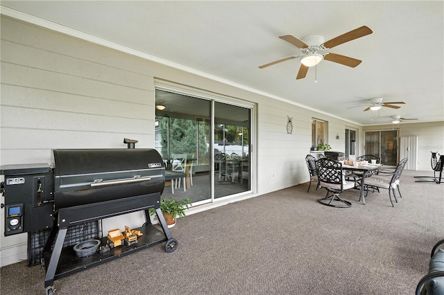 5628 Cypress St, Zephyrhills, FL 33542 - sunroom / solarium featuring a ceiling fan and outdoor dining space