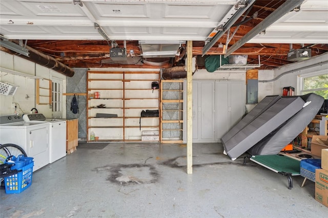 1712 Robin Hood Ln, Clearwater, FL 33764 - garage with electric panel, washer and clothes dryer, and a garage door opener