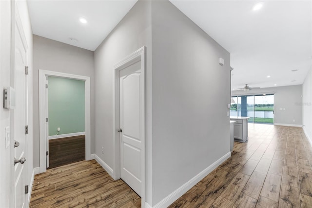 5434 Silver Sun Dr, Apollo Beach, FL 33572 - hall with wood finished floors and recessed lighting