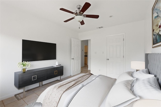 3753 46th Ave S Unit 10, Saint Petersburg, FL 33711 - bedroom with light tile patterned floors and ceiling fan
