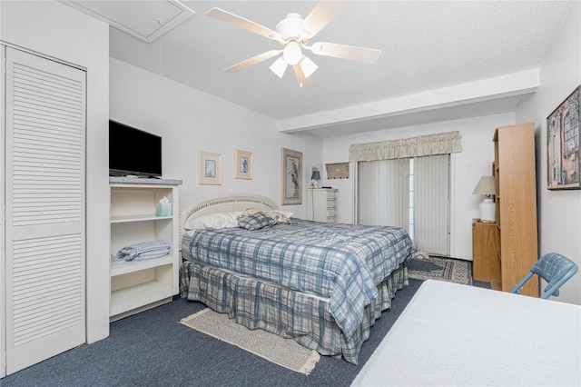 11596 SW Lemon Ave, Arcadia, FL 34269 - bedroom with attic access, carpet floors, and ceiling fan
