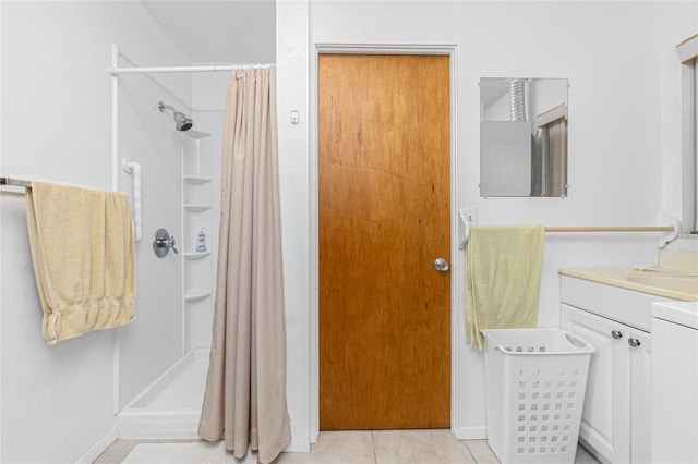 11596 SW Lemon Ave, Arcadia, FL 34269 - bathroom featuring vanity, a shower with shower curtain, and tile patterned floors