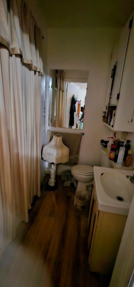 9913 Maggie St, Gibsonton, FL 33534 - bathroom with vanity and wood finished floors