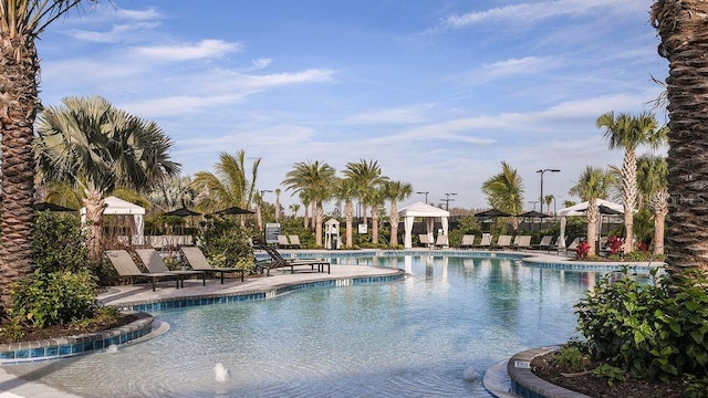 4704 Isonzo Way, Wesley Chapel, FL 33543 - community pool with a patio area and a gazebo