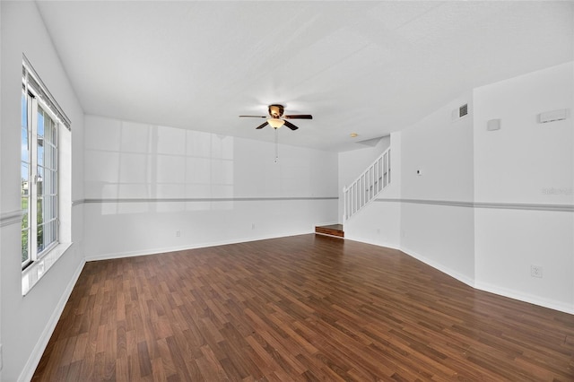10737 Keys Gate Dr, Riverview, FL 33579 - unfurnished room with ceiling fan, wood finished floors, and stairs
