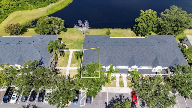 10737 Keys Gate Dr, Riverview, FL 33579 - aerial view of residential area with a large body of water and property parcel outlined