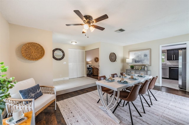 13521 Del Prado Dr S, Largo, FL 33774 - dining room featuring light wood-style floors and ceiling fan