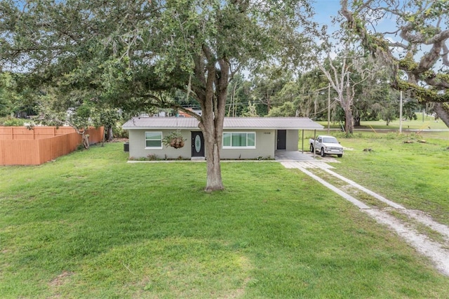15008 Spokane Rd, Spring Hill, FL 34610 - ranch-style home with dirt driveway, stucco siding, and a metal roof