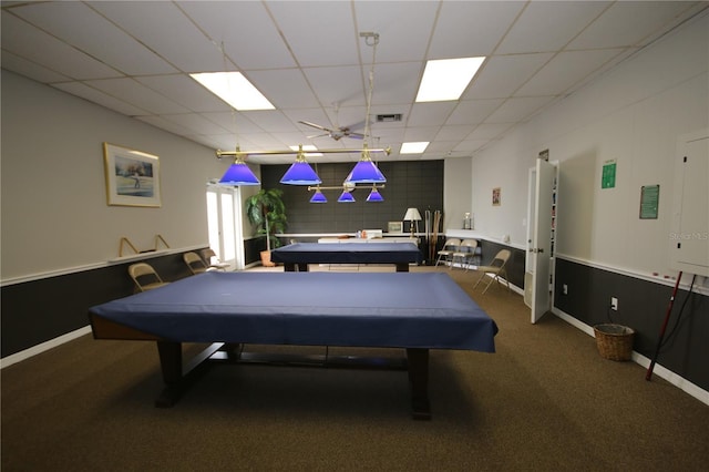 1235 S Highland Ave Unit 5-209, Clearwater, FL 33756 - recreation room featuring a drop ceiling, billiards table, and carpet flooring