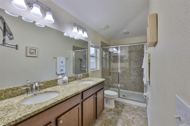 15403 Fire Rock Pl, Ruskin, FL 33573 - full bath featuring a shower stall, tile patterned floors, and double vanity