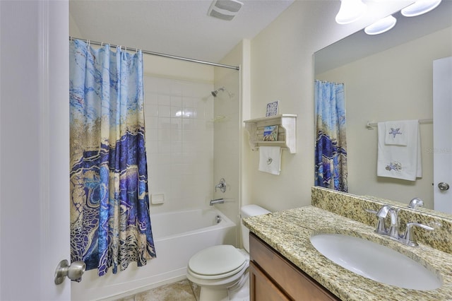 15403 Fire Rock Pl, Ruskin, FL 33573 - bathroom featuring vanity, shower / tub combo, and tile patterned flooring