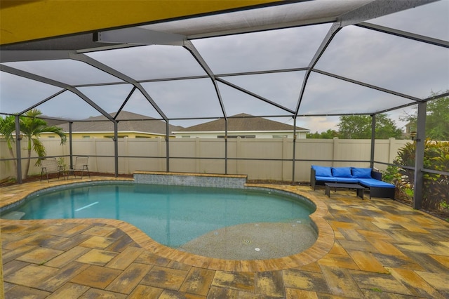 15403 Fire Rock Pl, Ruskin, FL 33573 - view of pool featuring a patio area, a fenced backyard, and an outdoor living space