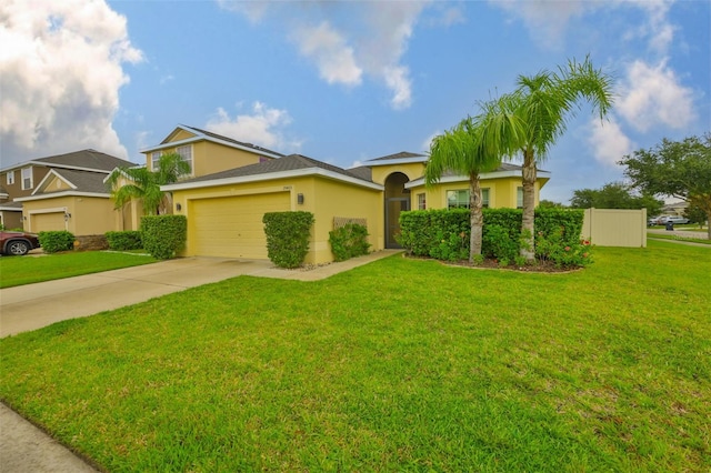 15403 Fire Rock Pl, Ruskin, FL 33573 - view of front of house featuring a garage, stucco siding, and concrete driveway