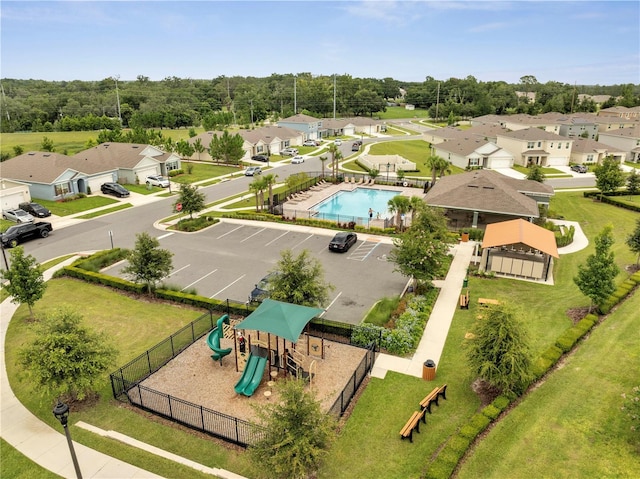 2023 Maple Ridge Dr, Zellwood, FL 32798 - aerial perspective of suburban area with a pool