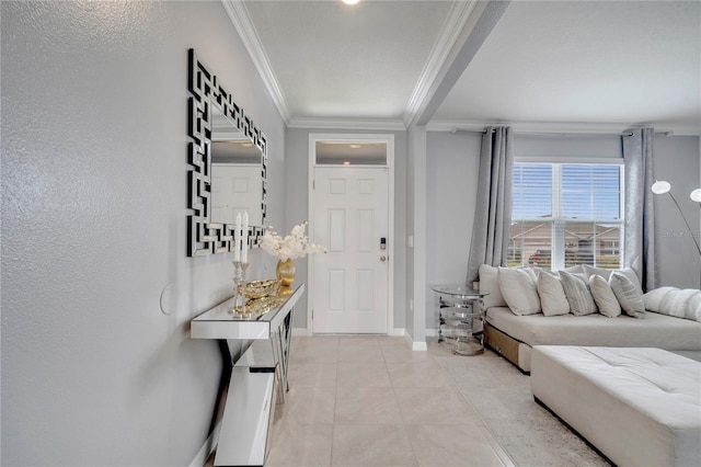 2023 Maple Ridge Dr, Zellwood, FL 32798 - entrance foyer with crown molding and light tile patterned flooring