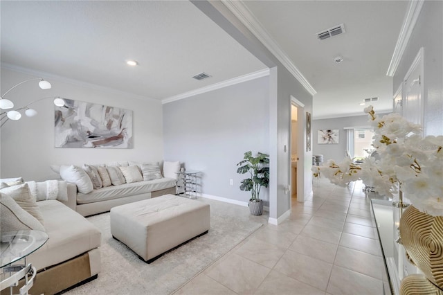2023 Maple Ridge Dr, Zellwood, FL 32798 - living area featuring crown molding and light tile patterned floors