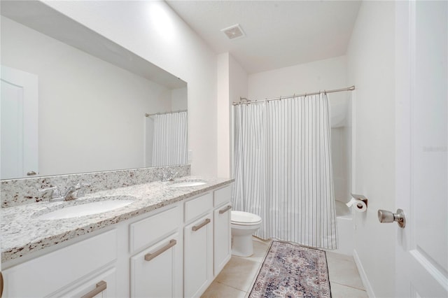 2023 Maple Ridge Dr, Zellwood, FL 32798 - bathroom with double vanity, shower / bath combo, and tile patterned floors