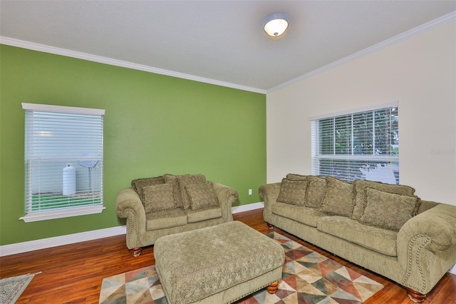 2605 Stardale Way, Lutz, FL 33558 - living room featuring crown molding and wood finished floors