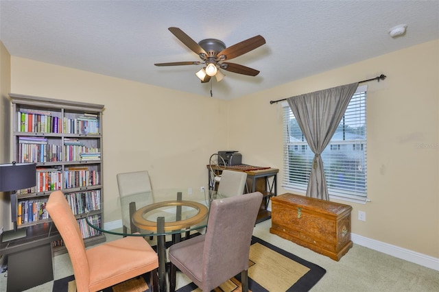 2605 Stardale Way, Lutz, FL 33558 - carpeted dining room featuring ceiling fan and a desk