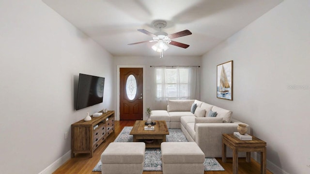 8609 N 11th St, Tampa, FL 33604 - living area featuring light wood-type flooring and a ceiling fan