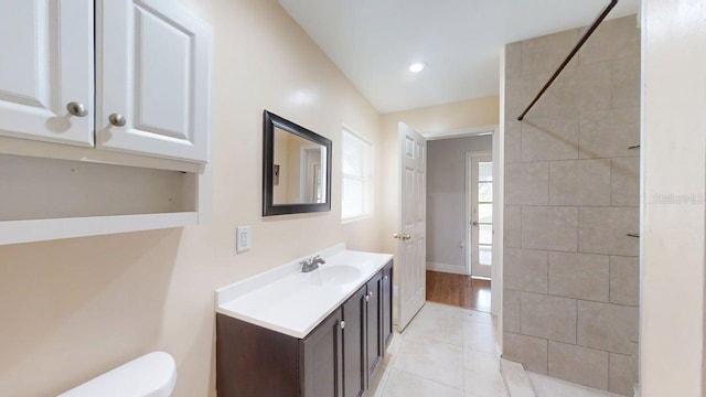 8609 N 11th St, Tampa, FL 33604 - bathroom featuring vanity, tile patterned floors, and recessed lighting