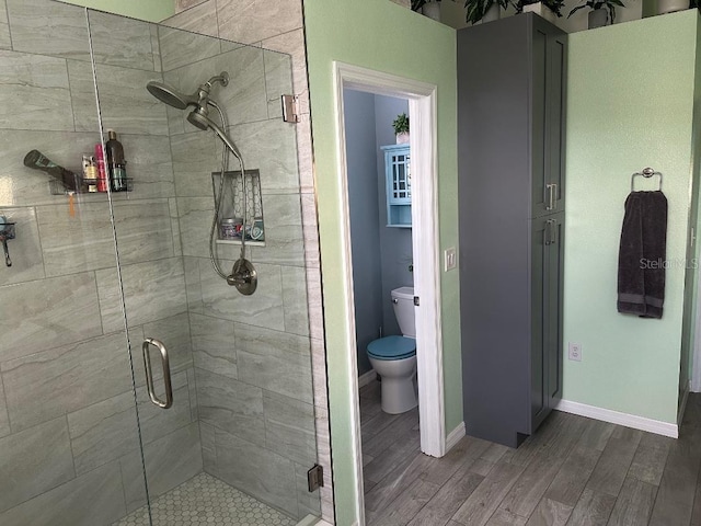 10920 Sailbrooke Dr, Riverview, FL 33579 - bathroom with wood finished floors and a stall shower