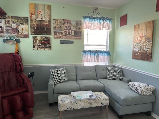 10920 Sailbrooke Dr, Riverview, FL 33579 - living area with wood finished floors and baseboards