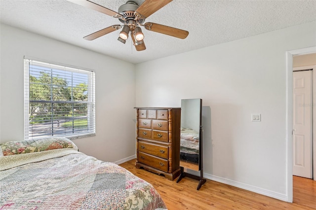 808 Franklin Cir, Palm Harbor, FL 34683 - bedroom featuring light wood-style flooring, a ceiling fan, and a textured ceiling