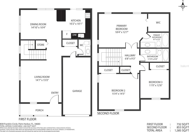 808 Franklin Cir, Palm Harbor, FL 34683 - view of home floor plan