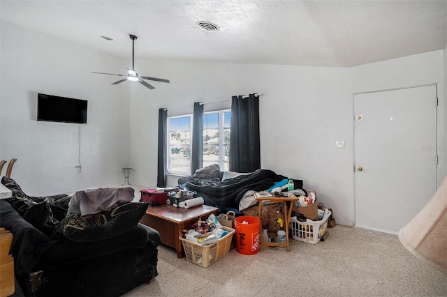 11830 86th Ave, Seminole, FL 33772 - living area with vaulted ceiling and ceiling fan