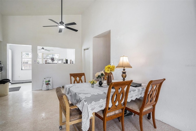 11830 86th Ave, Seminole, FL 33772 - dining room with a ceiling fan and a high ceiling