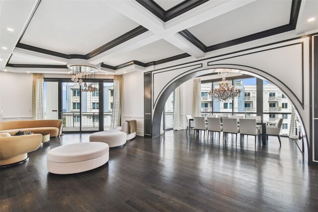 450 Knights Run Ave Unit 2004, Tampa, FL 33602 - community lobby with ornamental molding, coffered ceiling, and beamed ceiling