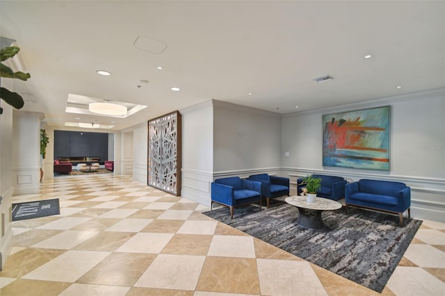 450 Knights Run Ave Unit 2004, Tampa, FL 33602 - community lobby featuring recessed lighting, a decorative wall, and ornamental molding