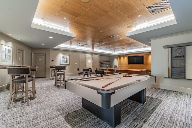 450 Knights Run Ave Unit 2004, Tampa, FL 33602 - recreation room with a raised ceiling, carpet, and billiards table