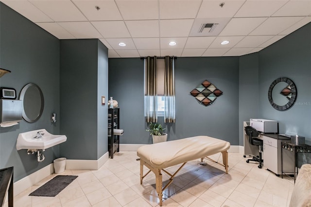 450 Knights Run Ave Unit 2004, Tampa, FL 33602 - bathroom with recessed lighting, a drop ceiling, and tile patterned floors