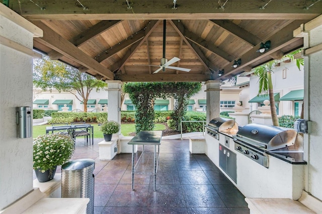 450 Knights Run Ave Unit 2004, Tampa, FL 33602 - view of patio featuring a gazebo, an outdoor kitchen, and a ceiling fan