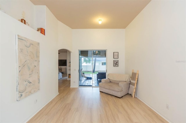 228 Taylor Bay Ln, Brandon, FL 33510 - living area featuring arched walkways and light wood-style floors